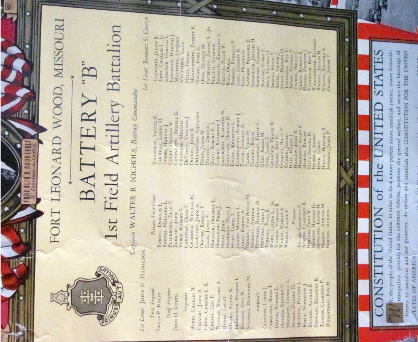 3960=4080 1st Artillery Field Battalion Fort Leonard Wood3